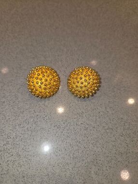 Gold Textured Dome Button Earrings - Women Jewelry
